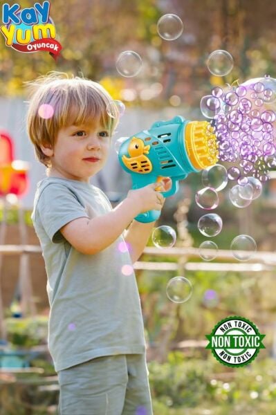 Kayyum Oyuncak Duck Çok Delikli Pilli Köpük Atan Tabanca Oyuncağı 23 Delikli Bubble Gun