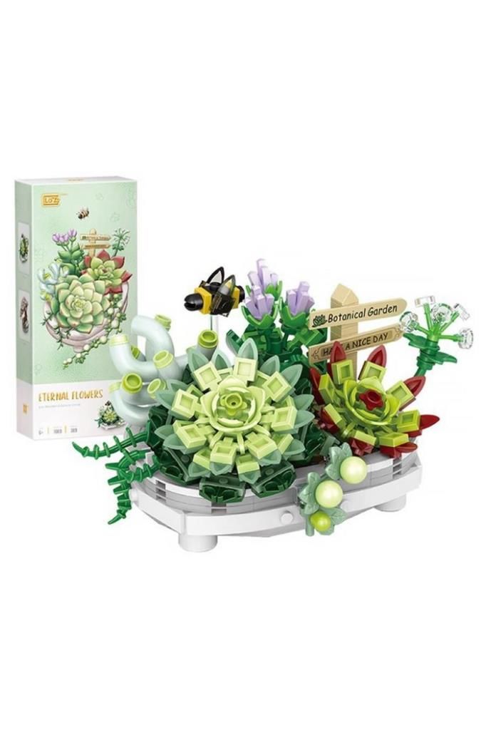 Mikro Yapı Blok İnşa Edilebilen Saksıda Çiçekli Kutlama Hediyesi 389 Parça