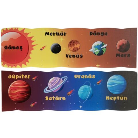 Uzay Temalı Ahşap Anaokulu Kreş Askılık