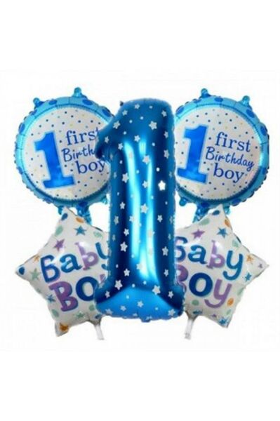Happy Birthday 1 Yaş Folyo Balon Set Mavi