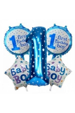 Happy Birthday 1 Yaş Folyo Balon Set Mavi