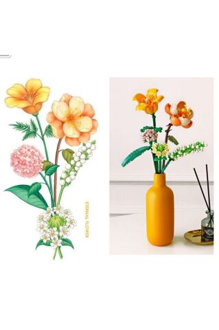 Loz 1658 İnşaat Seti Ebedi Çiçekler: Portakal Buketi 456 PCS (mini parçalar)