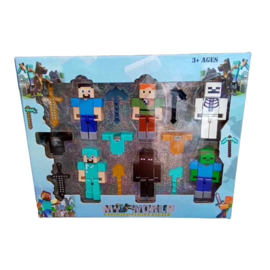 6 lı Oyuncak Set My World Minecraft Karakter