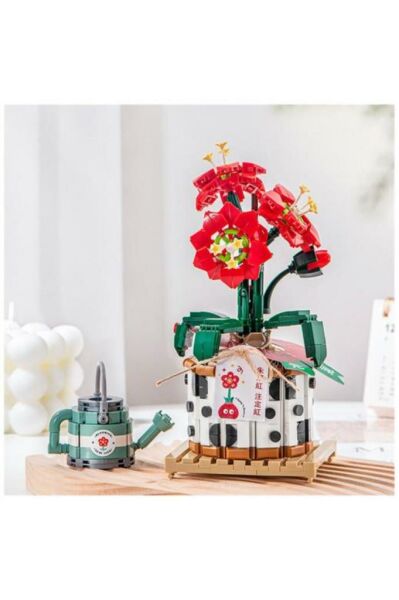 Mikro Yapı Blok İnşa Edilebilen Saksıda Çiçekli Kutlama Hediyesi 703 Parça