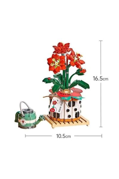 Mikro Yapı Blok İnşa Edilebilen Saksıda Çiçekli Kutlama Hediyesi 703 Parça