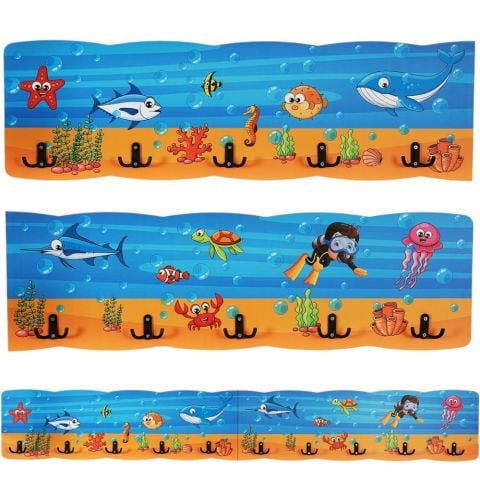 Okyanus Temalı Ahşap Anaokulu Kreş Askılık