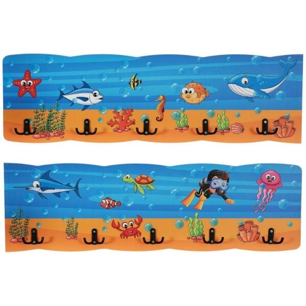 Okyanus Temalı Ahşap Anaokulu Kreş Askılık