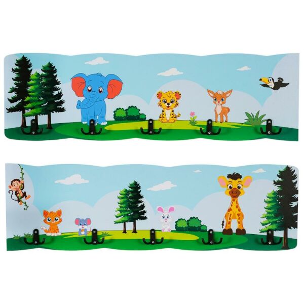 Safari Temalı Ahşap Anaokulu Kreş Askılık