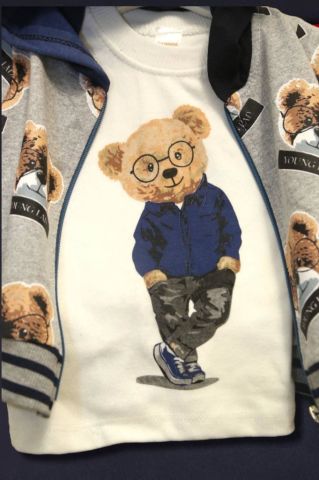 Ayıcık Baskılı Kapşonlu 3'lü Takım