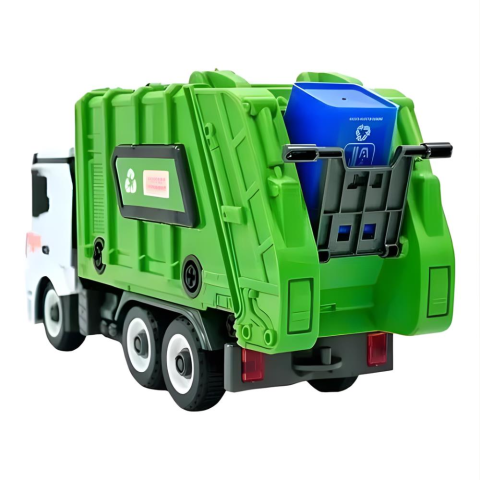 RC Sök-Tak Çöp Kamyonu – USB Şarjlı 1:18 Mühendislik Oyuncak + 2.4 GHz Uzaktan Kumandalı