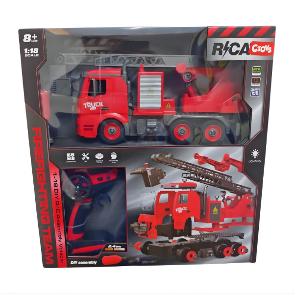 Işıklı Uzaktan Kumandalı Sök Tak İtfaiye Aracı 1:18