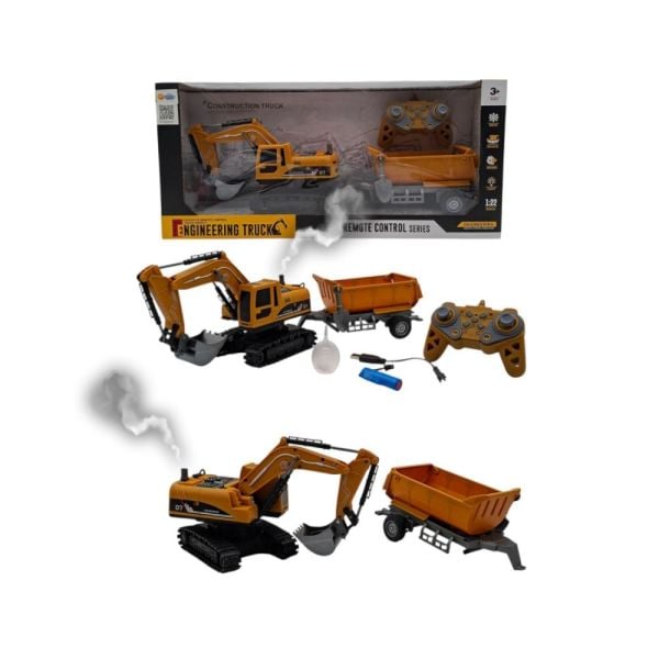 Uzaktan Kumandalı 1:22 Şarjlı 2.4 Ghz 11 Fonksiyonlu İş Makinası Duman Atan