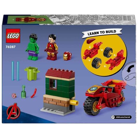 LEGO® Marvel Motosikletli Iron Man ve Hulk 76287 - 4 Yaş ve Üzeri Süper Kahraman Sevenler İçin Avengers Minifigürleri İçeren Yaratıcı Oyuncak Yapım Seti (68 Parça) 4
