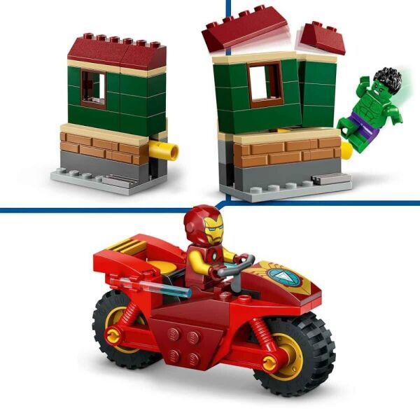 LEGO® Marvel Motosikletli Iron Man ve Hulk 76287 - 4 Yaş ve Üzeri Süper Kahraman Sevenler İçin Avengers Minifigürleri İçeren Yaratıcı Oyuncak Yapım Seti (68 Parça) 4