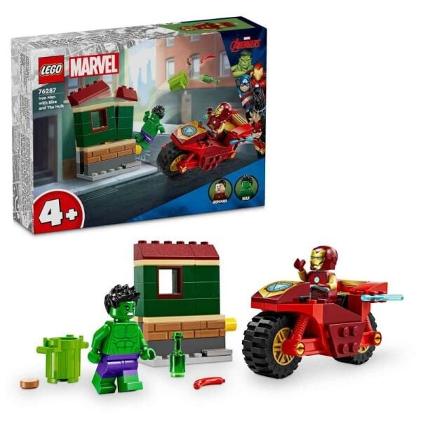 LEGO® Marvel Motosikletli Iron Man ve Hulk 76287 - 4 Yaş ve Üzeri Süper Kahraman Sevenler İçin Avengers Minifigürleri İçeren Yaratıcı Oyuncak Yapım Seti (68 Parça) 4