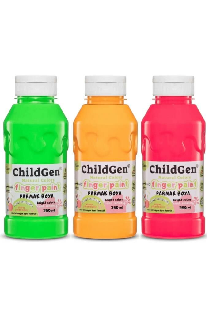 ChildGen Süper Yıkanabilir 3'lü Parmak Boya Neon Set (3X350ML)
