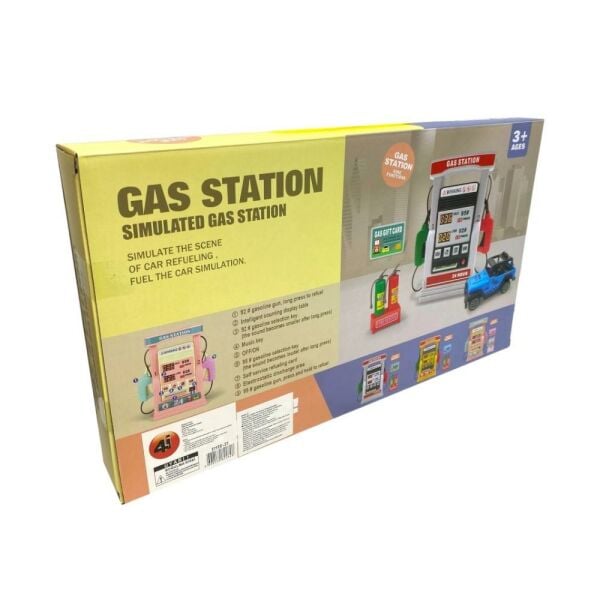 Benzin İstasyonu Simülasyonu Sesli Işıklı Aksesuarlı Metal Çek-bırak Araba