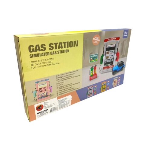 Benzin İstasyonu Simülasyonu Sesli Işıklı Aksesuarlı Metal Çek-bırak Araba