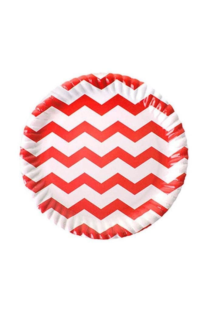 Kırmızı Zigzag Karton Tabak