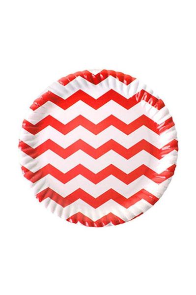Kırmızı Zigzag Karton Tabak