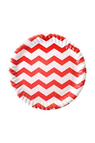 Kırmızı Zigzag Karton Tabak