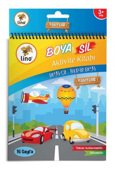 Lino Boya Sil Aktivite Boyama Kitabı Araçlar (SİLİNEBİLİR)