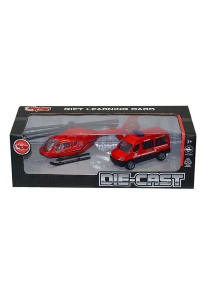 Kutulu Çek Bırak Die-cast Minibüs Ve Helikopter -1 Adet Stokta Olan Gönderilir
