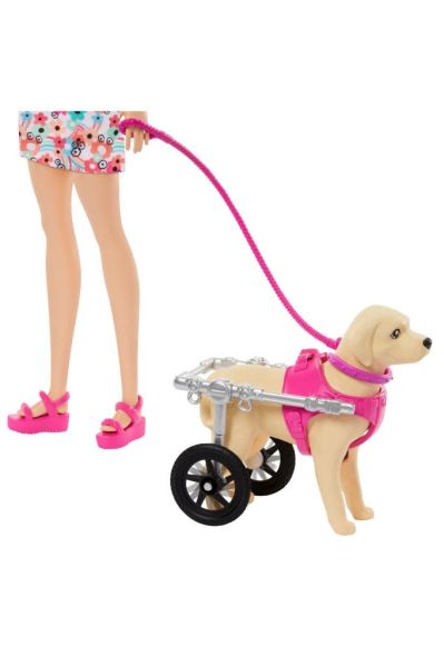 Bebek ile 2 Oyuncak Köpek ve Evcil Hayvan Aksesuarları, 1 Yavru Tekerlekli Çıkarılabilir Tekerlekli Sandalyede, 10+ P