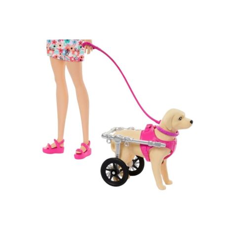 Bebek ile 2 Oyuncak Köpek ve Evcil Hayvan Aksesuarları, 1 Yavru Tekerlekli Çıkarılabilir Tekerlekli Sandalyede, 10+ P