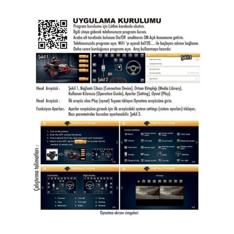 Kumandalı Şarjlı Kameralı Off Road Araba