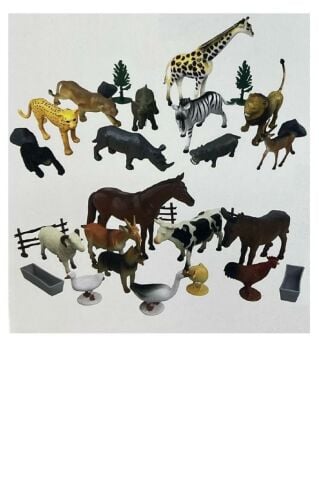 30 Parça- Hayvan Figürleri Vahşi Ve Çiftlik Hayvanları Seti