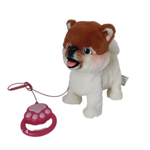 Peluş Tasmalı Yürüyen-Havlayan Pomeranian Köpek