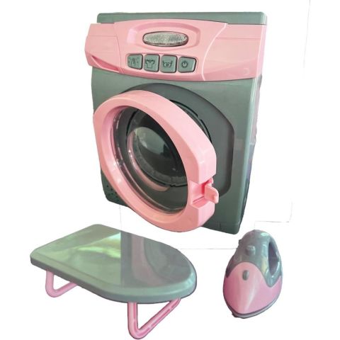 Işıklı, Sesli Oyuncak Çamaşır Makinesi, Ütü ve Ütü Masası 3'lü Set