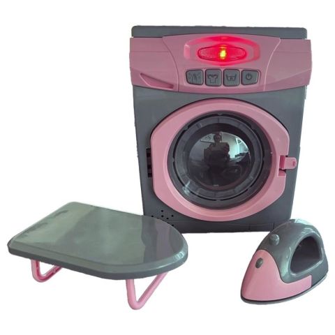 Işıklı, Sesli Oyuncak Çamaşır Makinesi, Ütü ve Ütü Masası 3'lü Set