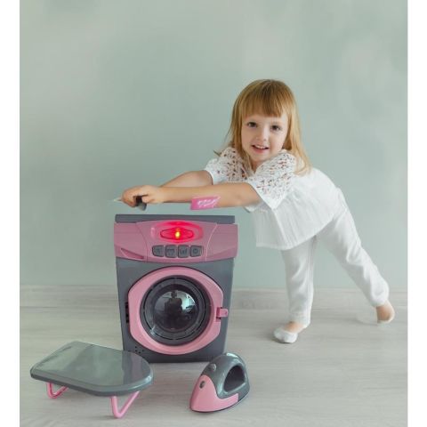 Işıklı, Sesli Oyuncak Çamaşır Makinesi, Ütü ve Ütü Masası 3'lü Set