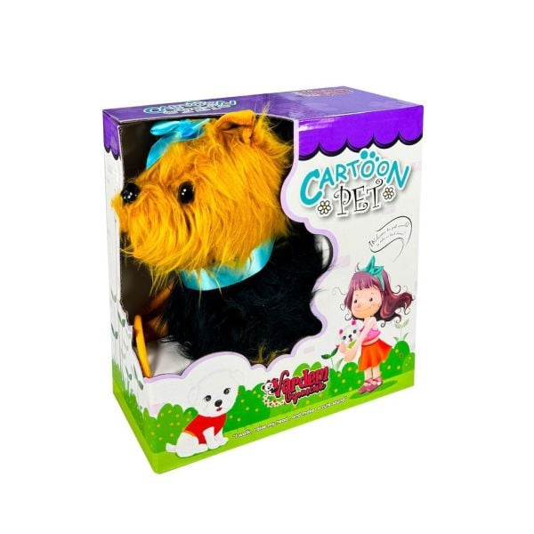 Peluş Tasmalı Yürüyen Mavi Fiyonklu Köpek