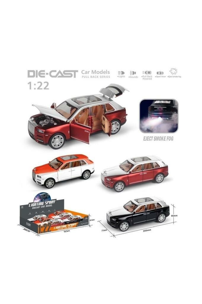 Çek Bırak 1:22 Sesli Ve Işıklı Buharlı RR-Lüx Metal Jeep