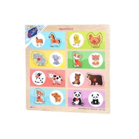 Ahşap Tutmalı Eşleştirme - Hayvanlar ve Yavruları