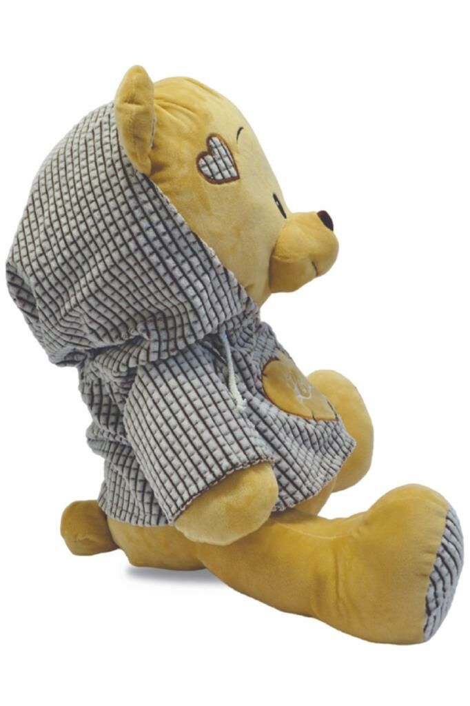 55 Cm Kapüşonlu Tişörtlü Peluş Ayı - Yumuşak Dokulu