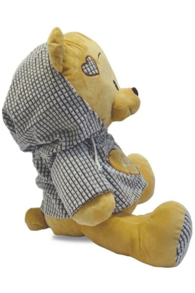 55 Cm Kapüşonlu Tişörtlü Peluş Ayı - Yumuşak Dokulu