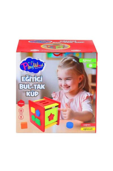 Play Wood AHŞAP EĞİTİCİ BUL TAK KÜP 6 RENK 12 PARÇA 18M+