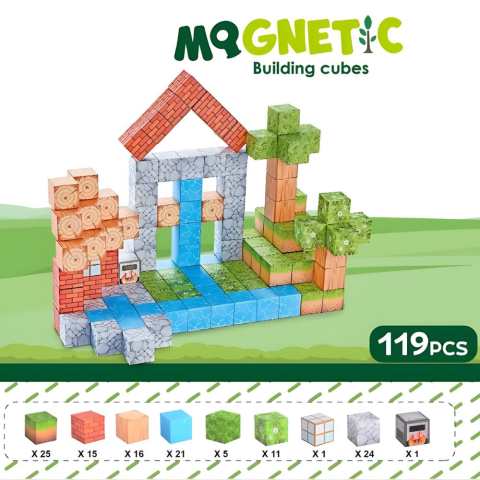 Magnet Küp Yapı Blok Seti 119 Parça