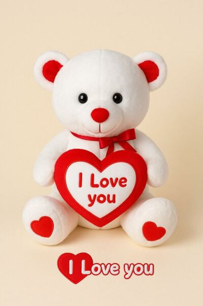 PELUŞ 40 CM I LOVE KALPLİ AYI
