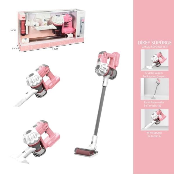 Dikey Elektrik Süpürgesi Pembe (3 in1 ) Ekranlı Kutu