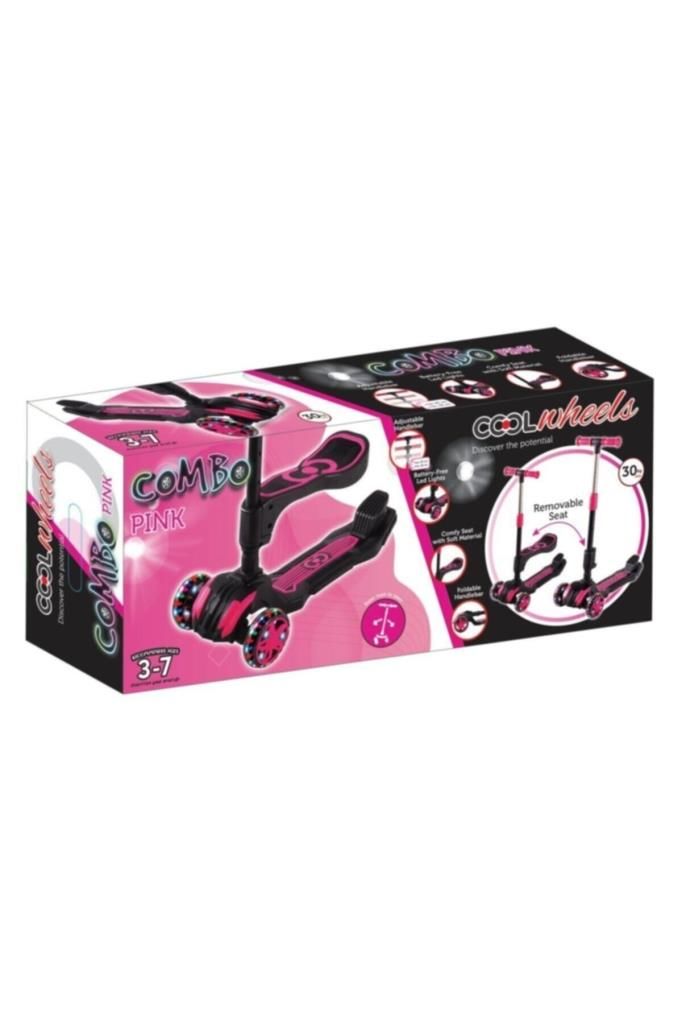 Cool Wheels Scooter Combo Oturaklı Led Tekerli Pembe