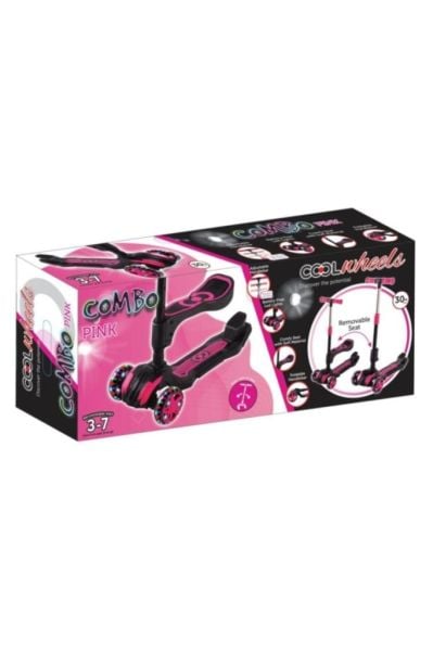 Cool Wheels Scooter Combo Oturaklı Led Tekerli Pembe
