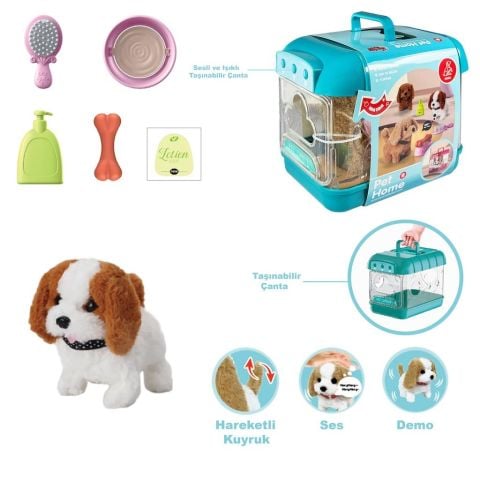 Hareketli Köpek ve Işıklı Sesli Şeffaf Kafes Seti