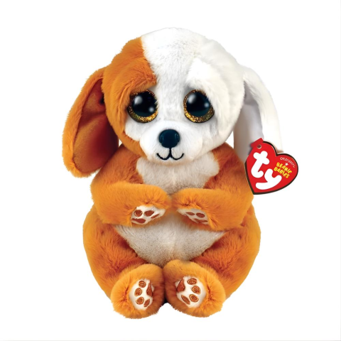 TY Beanie Babies Kahverengi Beyaz Köpek Ruggles Peluş 20 cm.