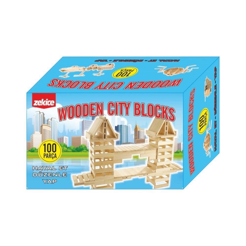 Wooden City Blocks 100 Parça Yapım Blokları