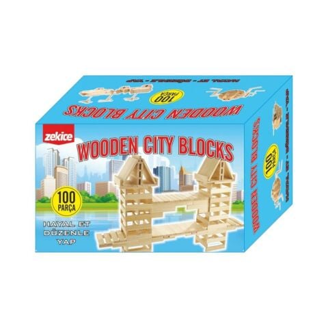 Wooden City Blocks 100 Parça Yapım Blokları